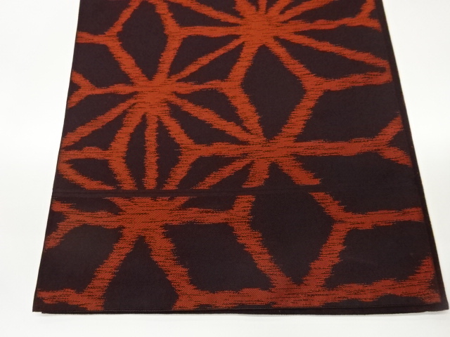  麻の葉模様織出し洒落袋帯